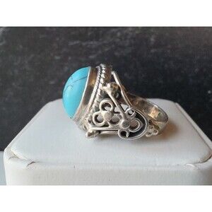 925 Sterling Silver Turquoise Ring SIZE US 6.5 Vintage